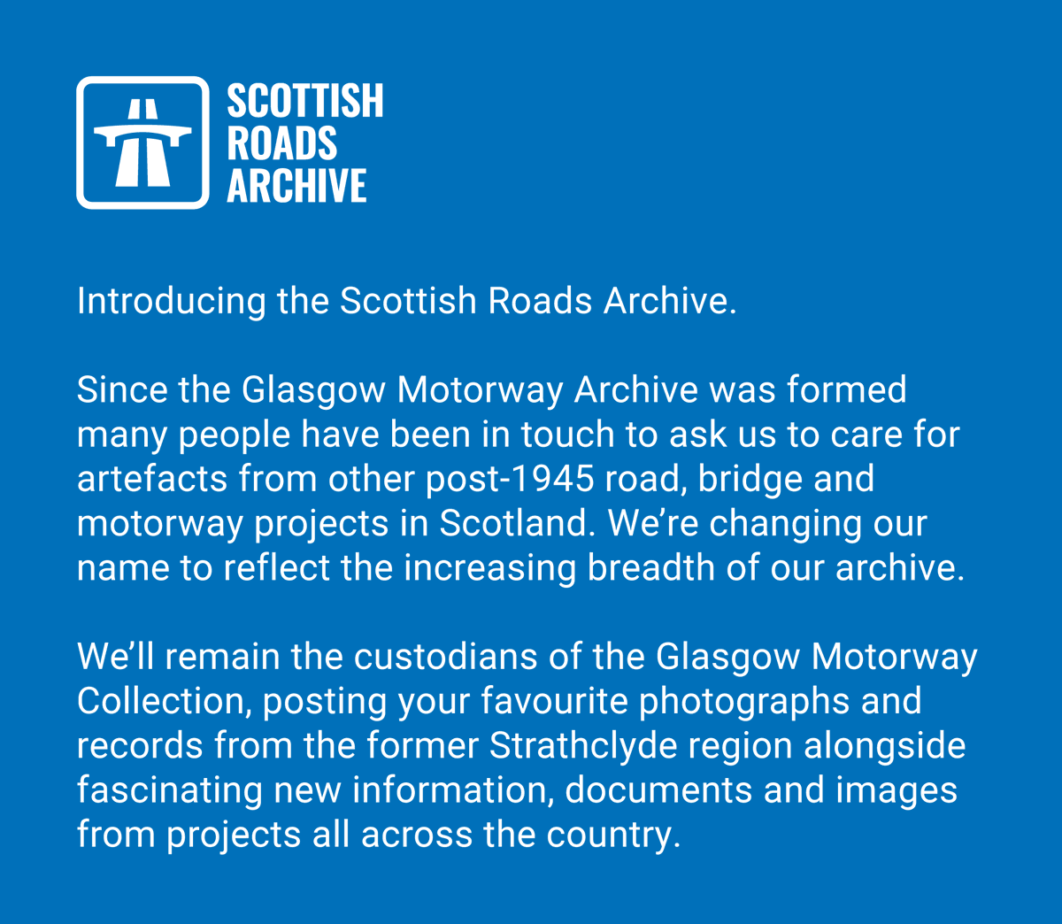 Introducing the Scottish Roads Archive 🤩

Help us spread the word by LIKING and RETWEETING! 🛣

#Scotland #Glasgow #Rebrand #Archives