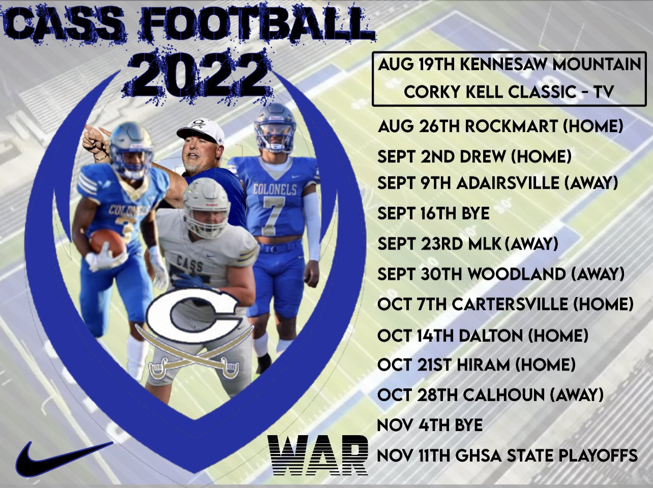 Ghsa Football Schedule 2022 Cass Colonel Football (@Cassfootball) / Twitter