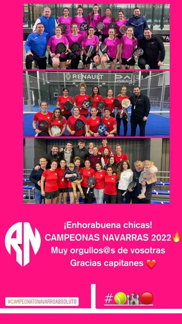 Campeonas del Campeonato Navarro por Equipos Absoluto de Clubes de Primera Categoría!!!! <a href="/FNPadel/">Federación Navarra de Pádel</a> 

Gracias chicas por este primer campeonato de <a href="/PadelReyno/">Padel Reyno de Navarra</a>. Muy orgullosos de nuestras chicas y de nuestros capitanes.

¡¡¡ QUE GRAN CAMPEONATO, EQUIPO!!!