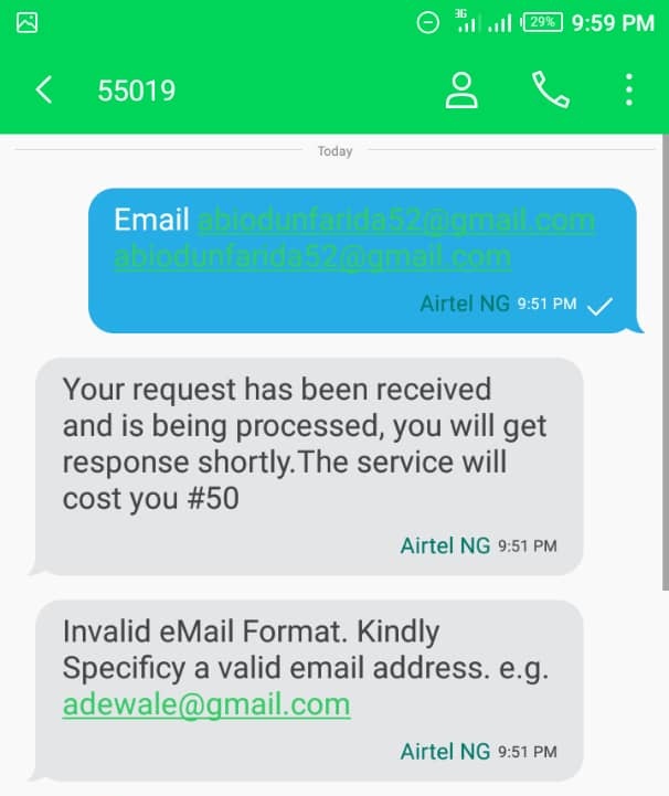 Yungkull's tweet photo. @urmight45 @nimc_ng Hello @nimc_ng  my sis has been struggling with this jamb code stuff ... 50niara charges in multple folds gone on every msg and still it either says "write your mail twice" or no record found. Pls help  @AirtelNigeria @Airtel_Presence https://t.co/nL5ysvuYLV