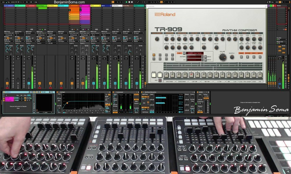 benjsoma's tweet photo. Live Now: ReBirth Improv #abletonlive #ableton #maxforlive #daw #musicproduction #musicproducer #vst #dj #acidhouse #trance #techno #tb303 #edm #dnb Join me: https://t.co/Xw0OcW4MAn https://t.co/A2OaICzuHp https://t.co/in3Wo2NsCI