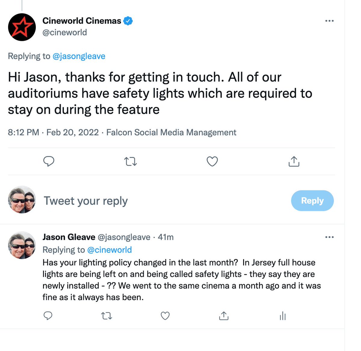 jasongleave's tweet photo. @samgleave @cineworld response to me. https://t.co/QnI3BYkcJL
