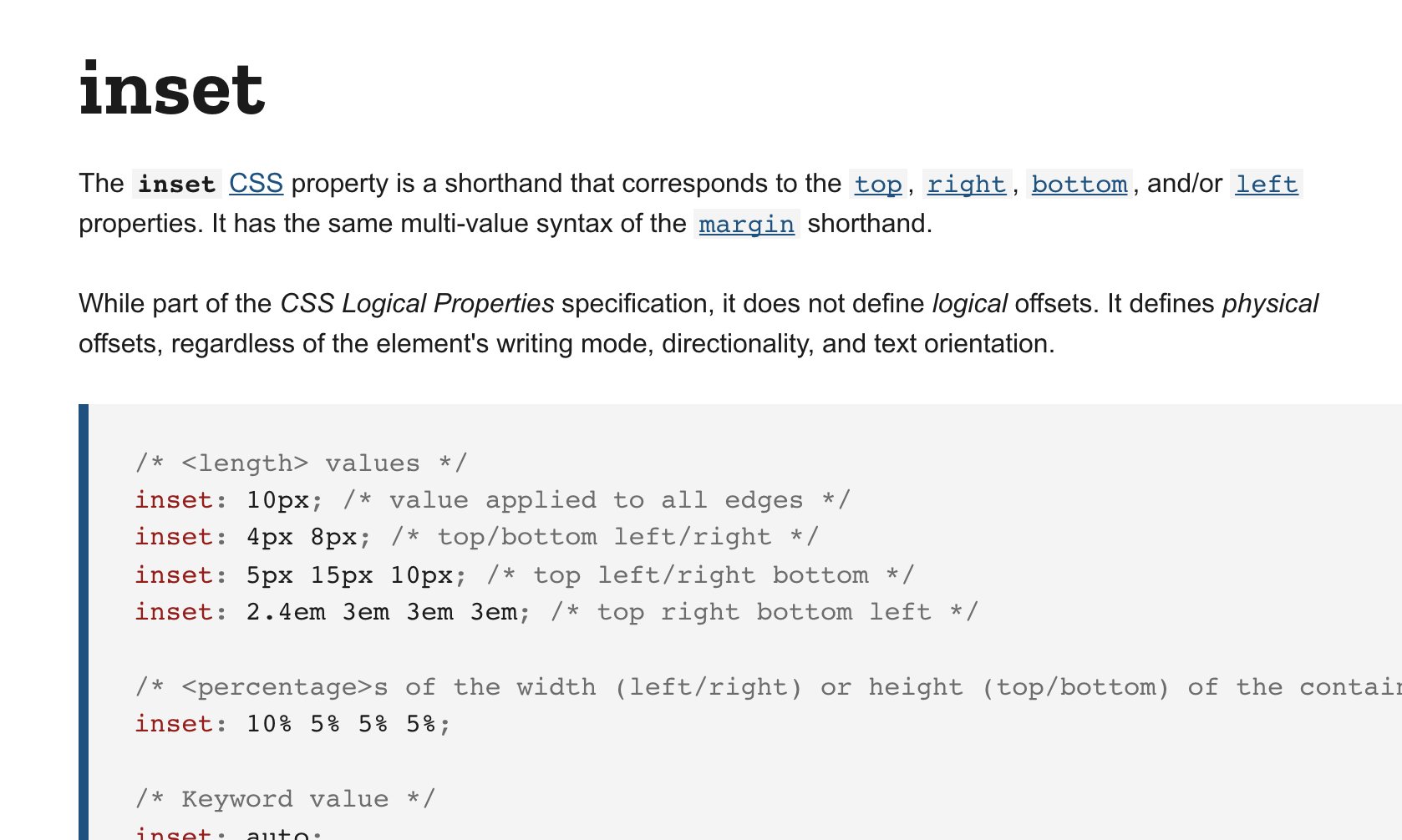Jonnie Hallman on X: "Today I remembered the `inset` CSS property exists… No more `top: 0; left: 0; right: 0; bottom: 0` 🙌 https://t.co/nfT89hjvAd https://t.co/UKQF09sYTa" / X Jonnie Hallman on X: "Today I remembered the `inset` CSS property exists… No more `top: 0; left: 0; right: 0; bottom: 0` 🙌 https://t.co/nfT89hjvAd https://t.co/UKQF09sYTa" / X
