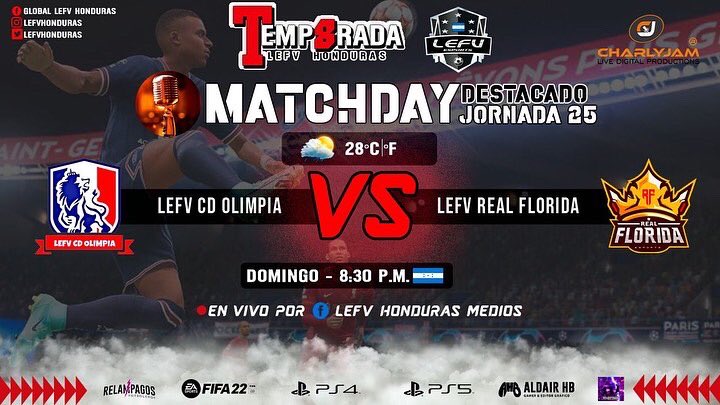 LefvHonduras's tweet photo. JORNADAS 24-25-26

📆 Domingo, 20 de febrero 
🕙 8:00 p.m 🇭🇳
Muchos éxitos a todos los equipos‼️

 #gaming #gamer #ps4 #game #games #videogames #fortnite #playstation #pc #xbox #instagaming #instagamer #instagood #instagame #gamers #xboxone #spain #playstation4 #esports #games https://t.co/N2hekCIFvL