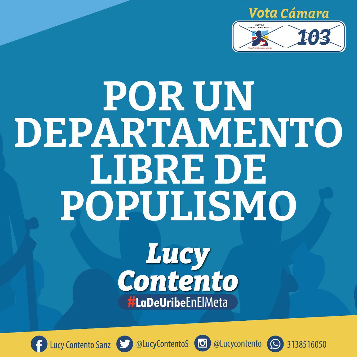 LucyContentoS's tweet photo. No más populismo❌

Juntos defendamos nuestra ciudad, nuestro departamento, nuestras familias y nuestras libertades‼️

Este 13 de marzo vota, @CeDemocratico 103 🗳 https://t.co/xhaXplk8rX