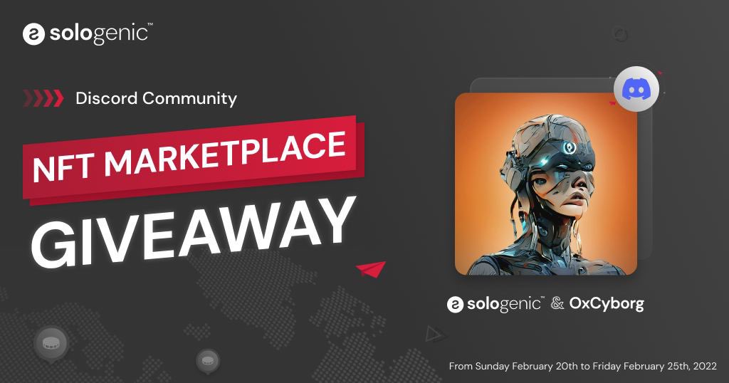 #NFTGiveaway Alert 🚨

We are teaming up with OxCyborg to giveaway 6 original #NFTs to 6 members of the $SOLO community. To participate:
 
- Follow @realsologenic and <a href="/0xCYBORGNFT/">0xCYBORG Collective</a> 
- Be a member of our Discord: bit.ly/3sp4YcV
- Retweet &amp; tag 3 friends
 
#GoSOLO