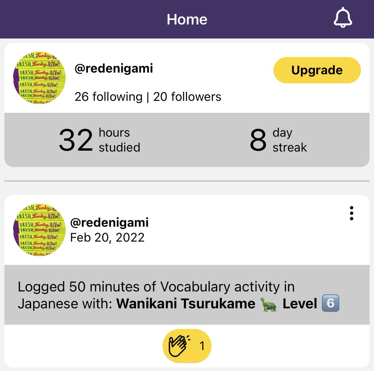 iPolyglottous's tweet photo. Working that 8-day streak. 😉 Loving #polylogger app for stats and encouragement from the #langtwt community. ✌️ https://t.co/WyJ2zgoHAZ
