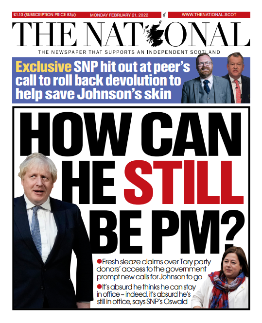 Tomorrow's front page 🗞️

How can he STILL be prime minister? Boris Johnson under fire amid yet more sleaze allegations