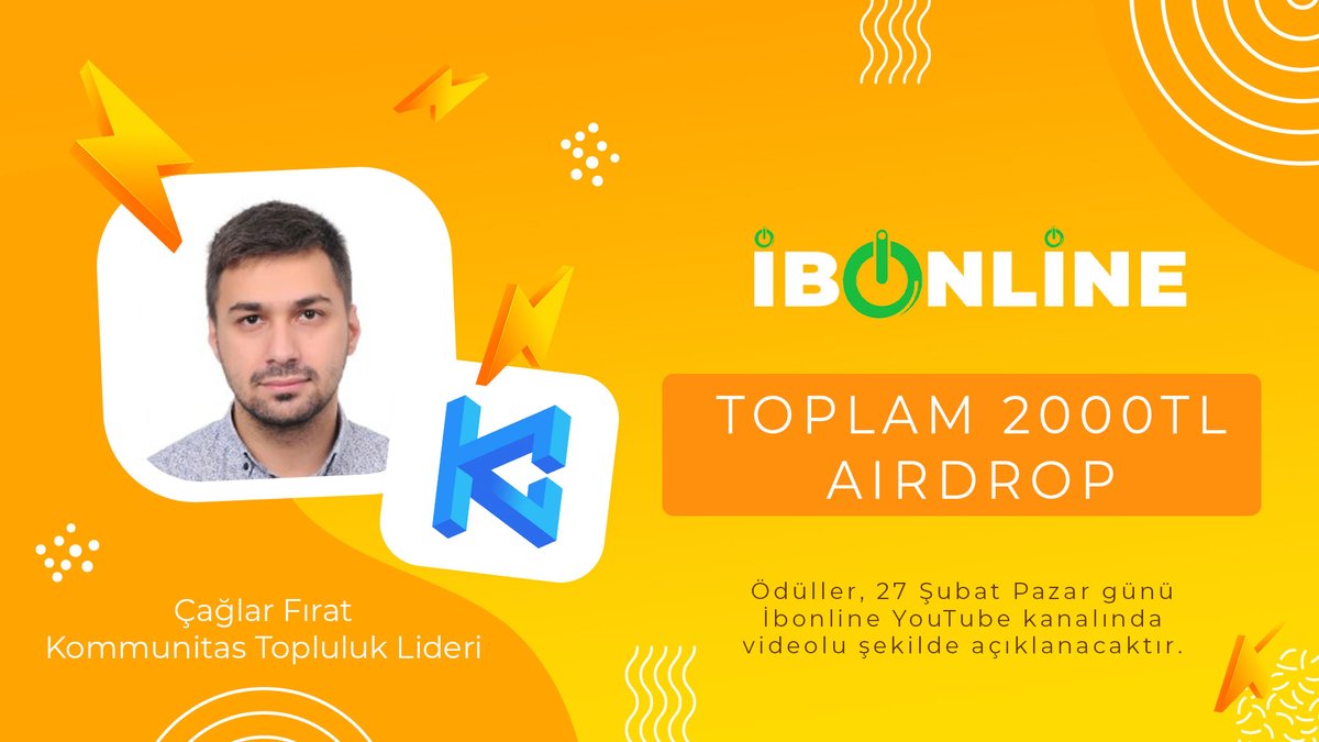 Toplam 2000₺ Çekiliş Yapıyoruz 🪂

İbonline x Kommunitas

10 Kişiye 200₺ Airdrop 🥳

Katılım Sağlamak İçin Link⬇️
👉🏽giv.gg/2PBkL4👈🏽

Katılım Son Gün 25 Şubat

❗️Sonuçlar 27 Şubat @LOTZ_CF (Topluluk Lideri) ile İbonline'da Kommunitas İnceleme Videosunda Açıklanacaktır