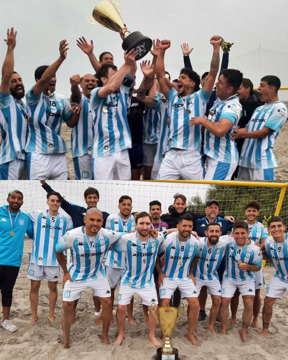 DataRacingOK's tweet photo. ¡CAMPEONES! 🏆
Tras empatar 4 a 4 en el tiempo regular, #RACING le ganó por penales a #Citrex de #Corrientes la FINAL y se quedó con la primera edición de la Liga Nacional de Fútbol Playa.
¡FELICITACIONES, MUCHACHOS! 👏🏻👏🏻👏🏻 https://t.co/lM40mnWTOB
