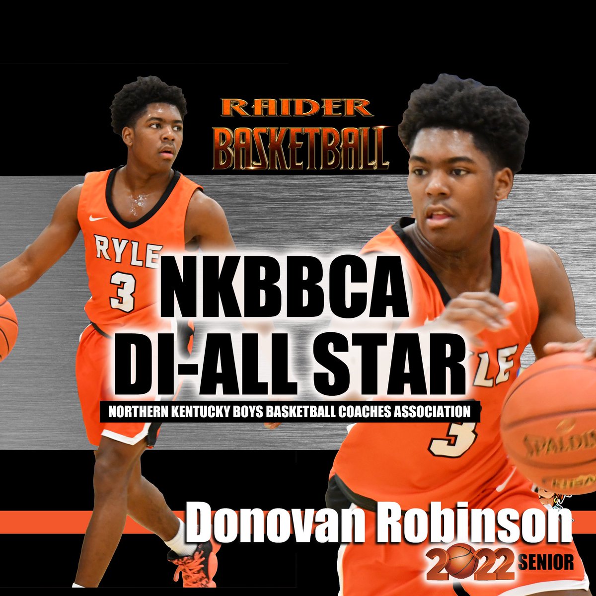 Congrats senior RAIDER Donovan Robinson for being voted as a NKBBCA DI ALL STAR!!