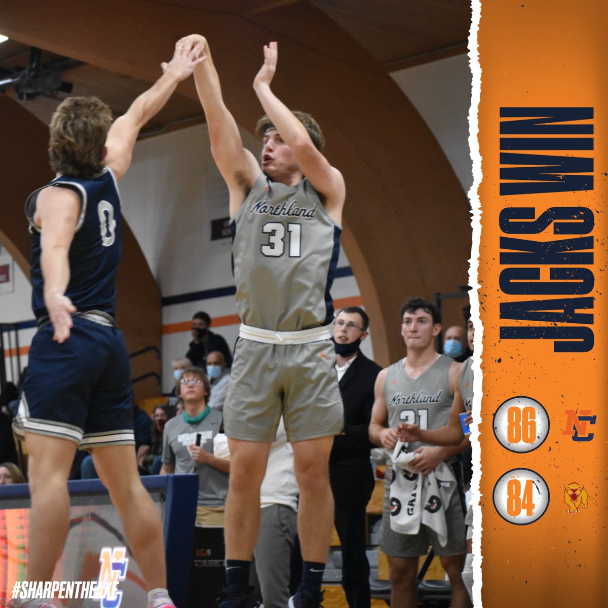 NorthlandHoops's tweet photo. Quite a way to finish the regular season! An OT win on the road! 20 assists on 33 made shots (60%) & 5 guys in double figures (a 6th with 9 pts.) Senior Harley Shear's 4th double-double in the last 7 games. Hope to keep going with a UMAC playoff opener Tuesday #ProcessForProgress https://t.co/NAdjstsRzr