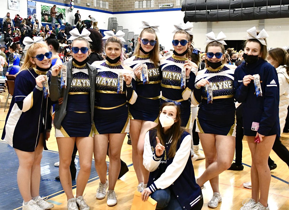This team!! 💙💛 Congrats Varsity on first place 🥇 Great day to be a Wayne Cheerleader 📣 - Thank you for hosting Battle at the ridge <a href="/ERidgeLancers/">Eastridge Athletics</a>  💙💛 <a href="/WCSD_Athletics/">WayneCSD Athletics</a> #wayneeagles #waynestrong #waynecheer