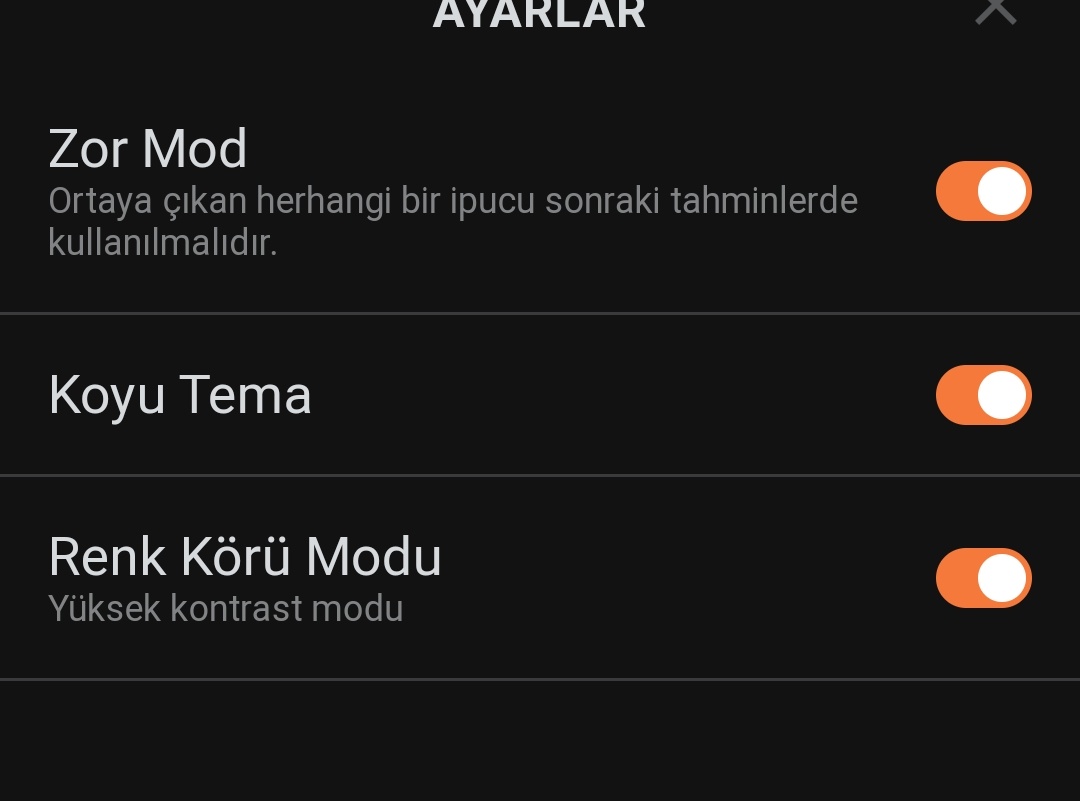 Renk körü modunu görünce duygulandım...