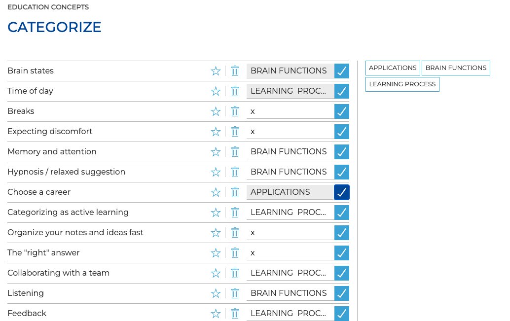 ThinkBraincat's tweet image. The core of the Braincat process is categorizing. At first, this may seem a bit slow. Rest assured, it will get faster as you do it more… way faster!