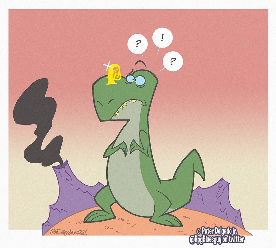 RPGBluesguy's tweet image. T-rex can't even...@AnimalAlphabets #AnimalAlphabets #Tuba #Musical_Instruments #dinosaurs