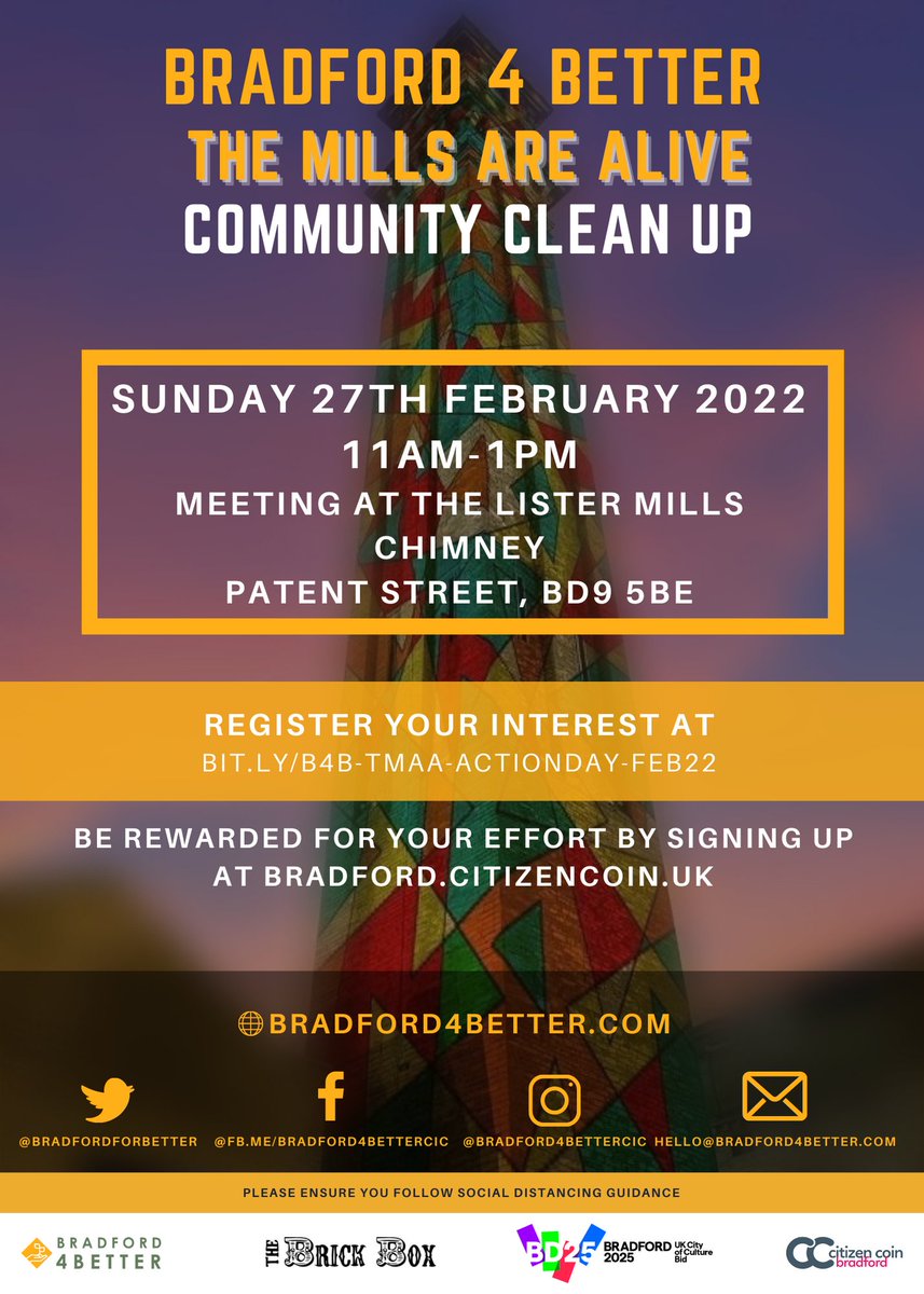 Bradford4better (@bradford4better) on Twitter photo On 3/4/5 March, Lister Mill chimney will be illuminated with lights & music to celebrate the history, diversity & culture of Manningham. In prep for this epic event, <a href="/bradford4better/">Bradford4better</a> are working with <a href="/bradford2025/">Bradford 2025</a> for a community clean up at Listers Mill on 27th Feb at 11am On 3/4/5 March, Lister Mill chimney will be illuminated with lights & music to celebrate the history, diversity & culture of Manningham. In prep for this epic event, <a href="/bradford4better/">Bradford4better</a> are working with <a href="/bradford2025/">Bradford 2025</a> for a community clean up at Listers Mill on 27th Feb at 11am