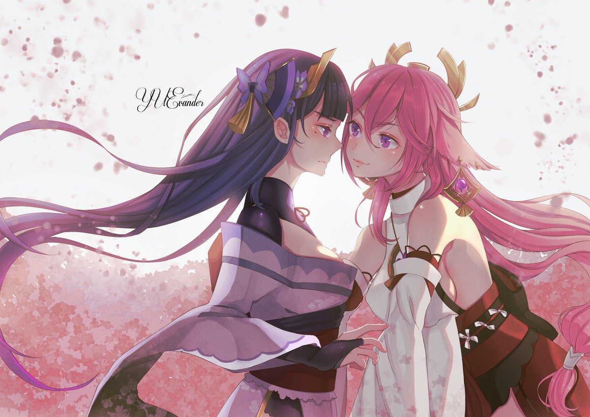 yuevander's tweet photo. me, you, and the sakura bloom 🌸🌸🌸

#eimiko #yaemiko #RaidenEi #raidenshogun #GenshinImpact #genshin #genshinimpactfanart https://t.co/k8XXN5n6su