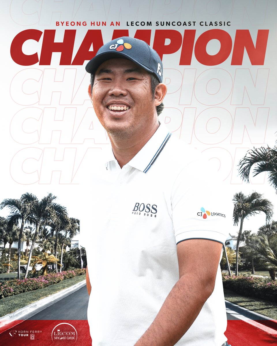 KornFerryTour's tweet photo. The power of resilience. 🏆

@ByeongHunAn earns his first #KornFerryTour title at the LECOM Suncoast Classic, as he chases a @PGATOUR return via The 25! https://t.co/W8LSgBna9W