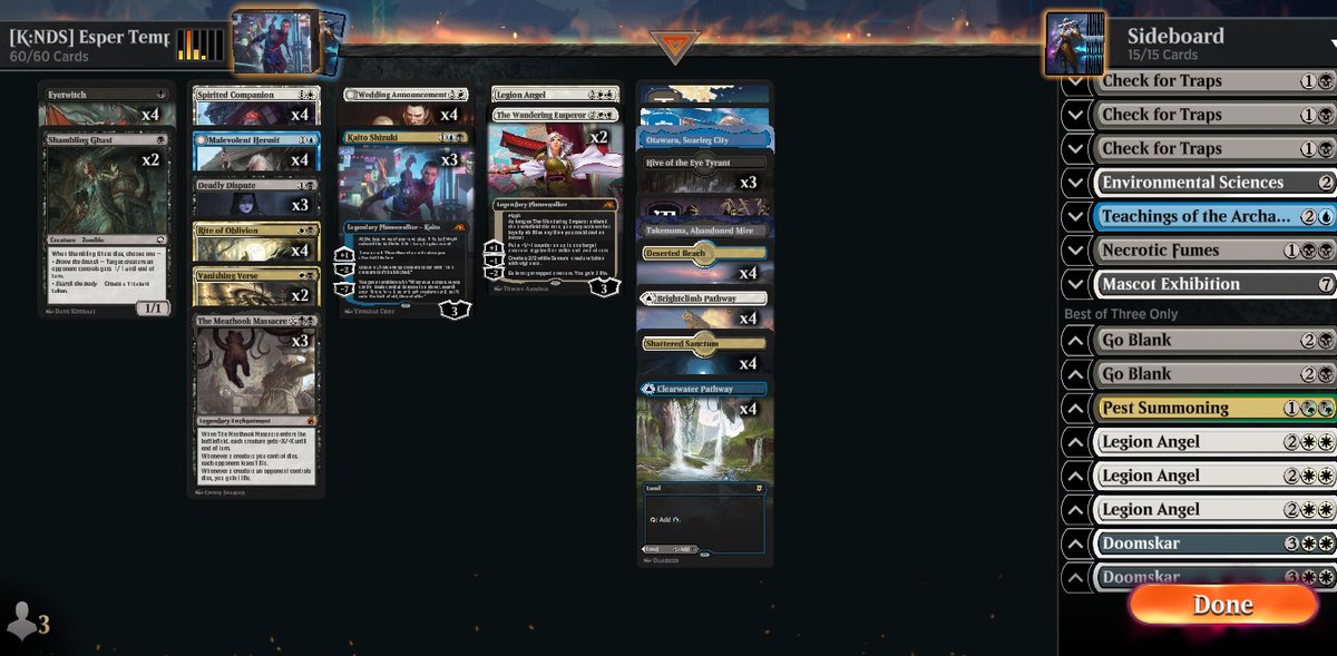 Ausi1983's tweet photo. #MTGNeon #MTGArena #StandardMetagameChallenge
@fireshoes

From Friday until Monday i will share 8 run (almost 2 per days)

Shot  5 of 8 made good 1 Wins with Esper Tempo.

Not a good shot  compared to others obviously.
(Prizes screenshot miss because game not show it 😭) https://t.co/cfB6nVKVfs
