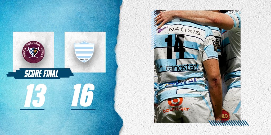 🎆 FᏆN ᎠᎬ ᎷᎪᎢᏟᎻ ᎬᎢ ᏙᏆᏟᎢᏫᏆᎡᎬ  (⌚️80’)

Gros match des Ciel et Blanc qui n'ont pas lâché des 80 minutes pour décrocher une victoire chez le leader ! 

Venez soutenir les Ciel &amp; Blanc face à Castres : bit.ly/3BxoU1z

🟣 13-16💙🤍  

#UBBR92 #RacingFamily