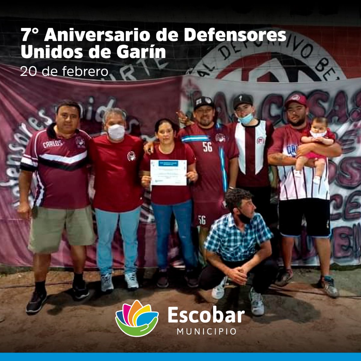 escobargobierno's tweet photo. 7° Aniversario de Defensores Unidos de Garín.

Les hacemos llegar un sincero saludo a los socios y las socias de la Entidad de Bien Público de la localidad de Garín.

¡Feliz aniversario!

#EntidadesEscobar https://t.co/kftbfvEZ1h