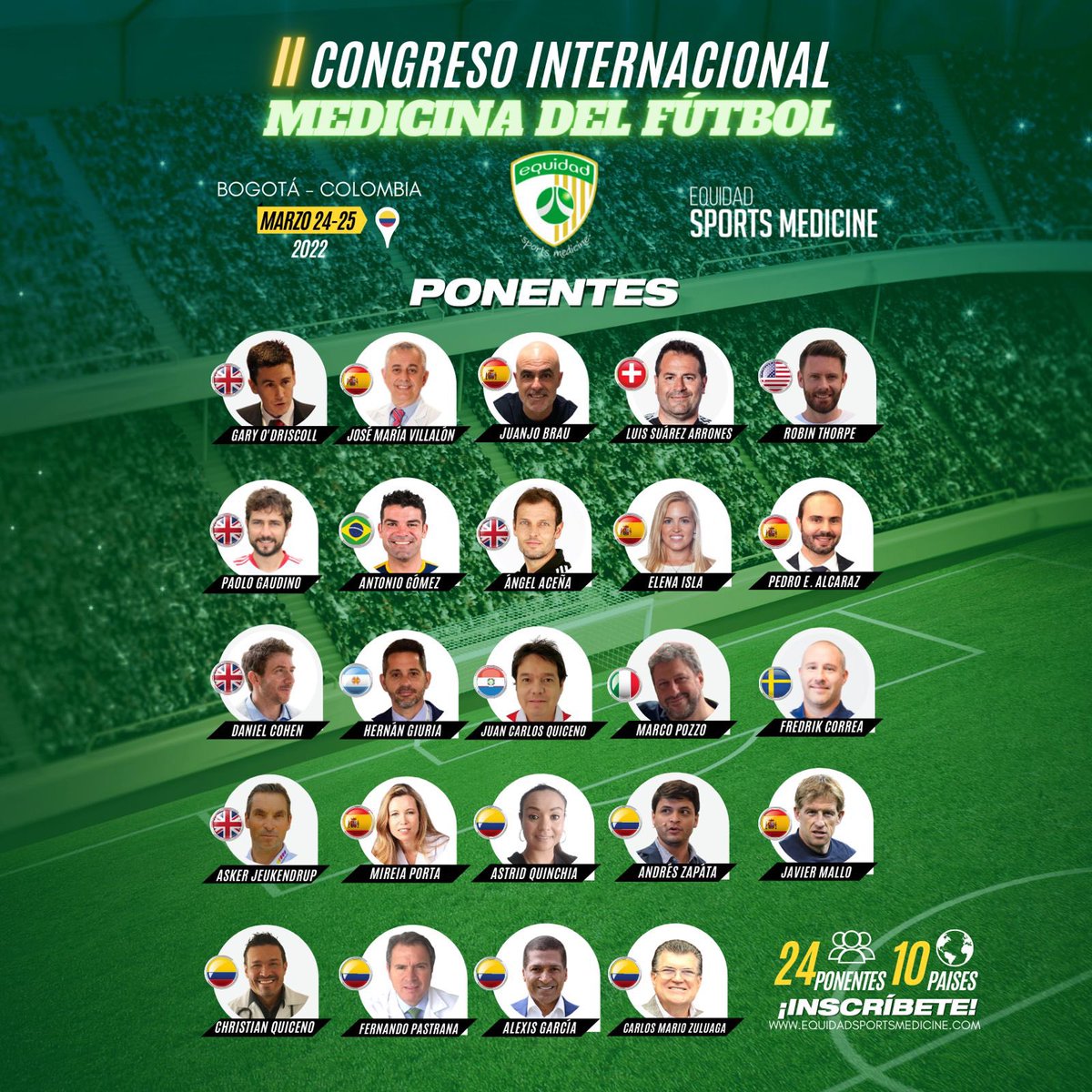 Inscríbete al reconocido evento de Medicina Deportiva⚽️ en Colombia🇨🇴Conoce más detalles del II Congreso Internacional de Medicina del Fútbol en el siguiente link equidadsportsmedicine.com👈