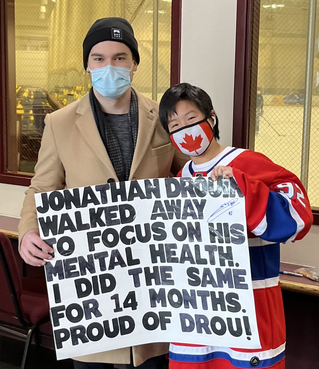 dachow90's tweet photo. Part 1/3 

This is the story about 2 people from 2 different worlds (full story on Facebook and Instagram).

@CanadiensMTL player Jonathan Drouin (@jodrouin27) and a hockey fan named DeeAnn Chow. 

We both walked away for 6-14 months to focus on our mental health respectively. https://t.co/dxft7zsUAB