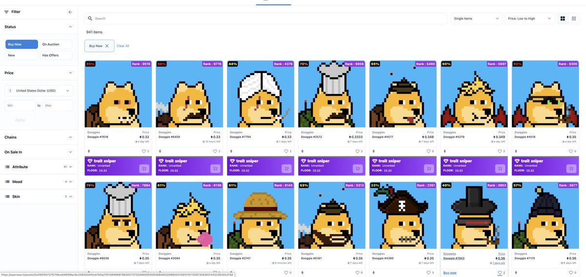 nabelek96's tweet photo. @LeonidasNFT @DooggiesNFT @BoredApeYC @GuerrillaDFS check rarity @DooggiesNFT on https://t.co/S5H3atVJhC. Recommend extension for Chrome 💪🏼 Thanx me later https://t.co/uLlBvkVfyF