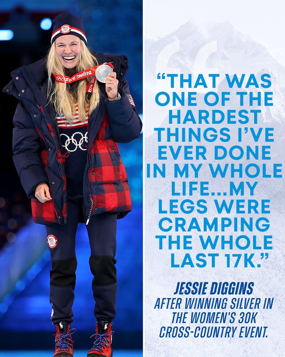 NBCOlympics's tweet photo. Last night, @jessdiggs revealed she had food poisoning 30 hours before winning SILVER in cross-country skiing. 🥈

Built different. 😤 https://t.co/Uv8guawoC9