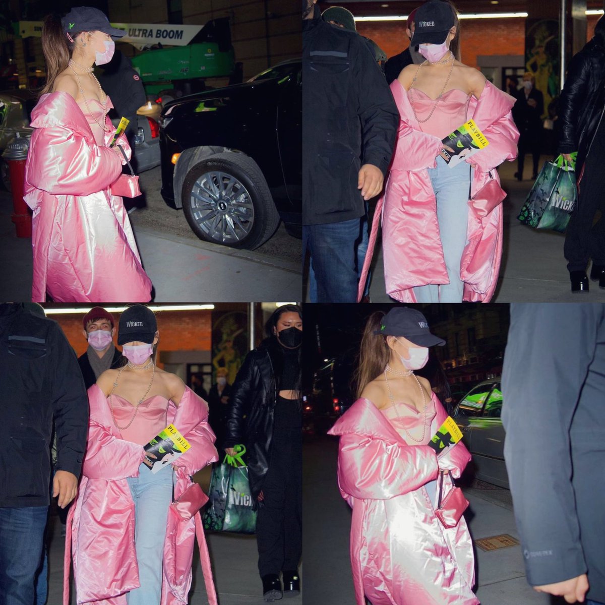 hourlyagb's tweet photo. ariana grande in nyc after seeing wicked: the musical. 💕 https://t.co/4RqtZuSOEi