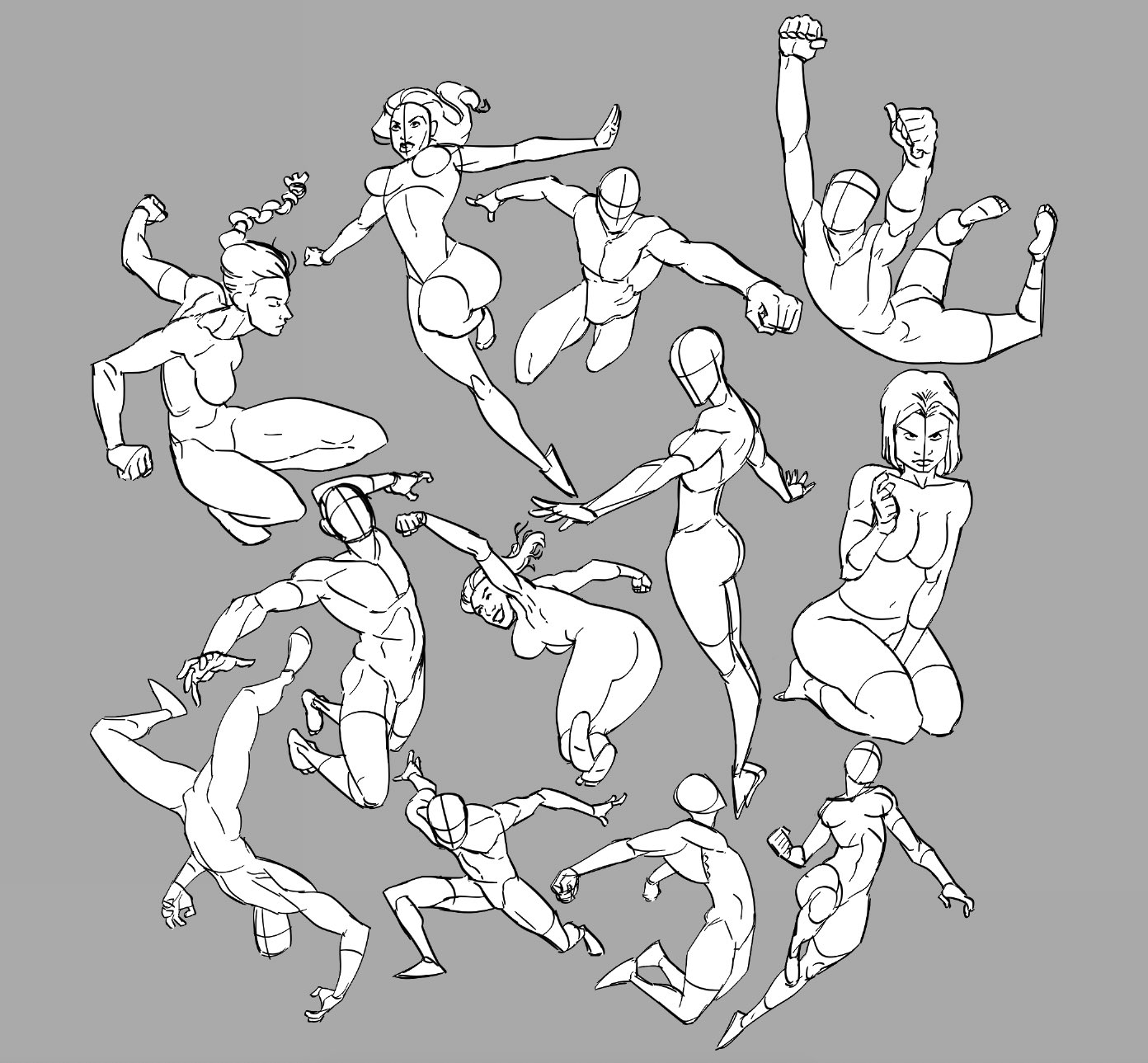 I used some references to help my issues with anatomy and gesture, but they  all look stiff as hell, any advice? : r/learntodraw