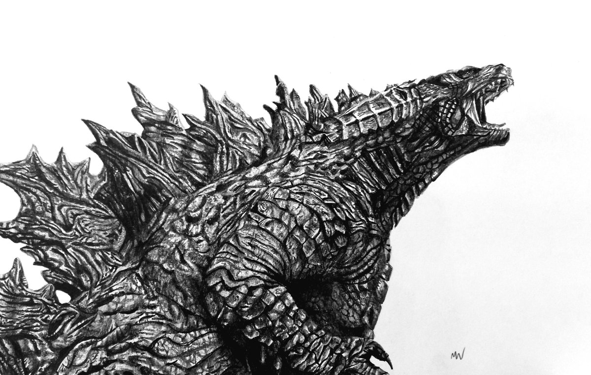 mattwart1's tweet photo. My pencil drawing of Godzilla from Godzilla vs. Kong (2021) #Godzilla #monsterverse #kaiju #fanart #pencil #pencilart https://t.co/Pc2S9DNHte