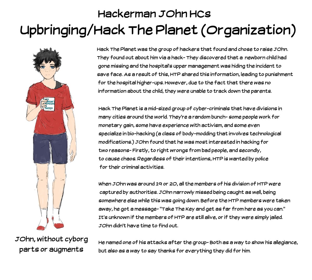 uwunium's tweet photo. #CPUKerfuffle
I've been working on putting this hc into the world for awhile! So my brain accidentally came up with a fully formed backstory for J0hn about a month ago? ?? and here it is!!!!
The Story Of J0hn, Or As Much As I Could Fit In Four Images
(Inspired by chirp) https://t.co/ACCwnoOYyr