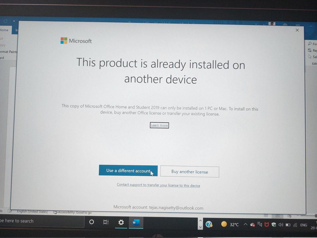 nsreekant's tweet photo. @MicrosoftHelps before the attached error started to occur. We need your help to transfer from whichever device it says to have been installed to the current device and resolve the issue. Expecting a quick and genuine support. Thank you (2/2) https://t.co/oZi29qufUz