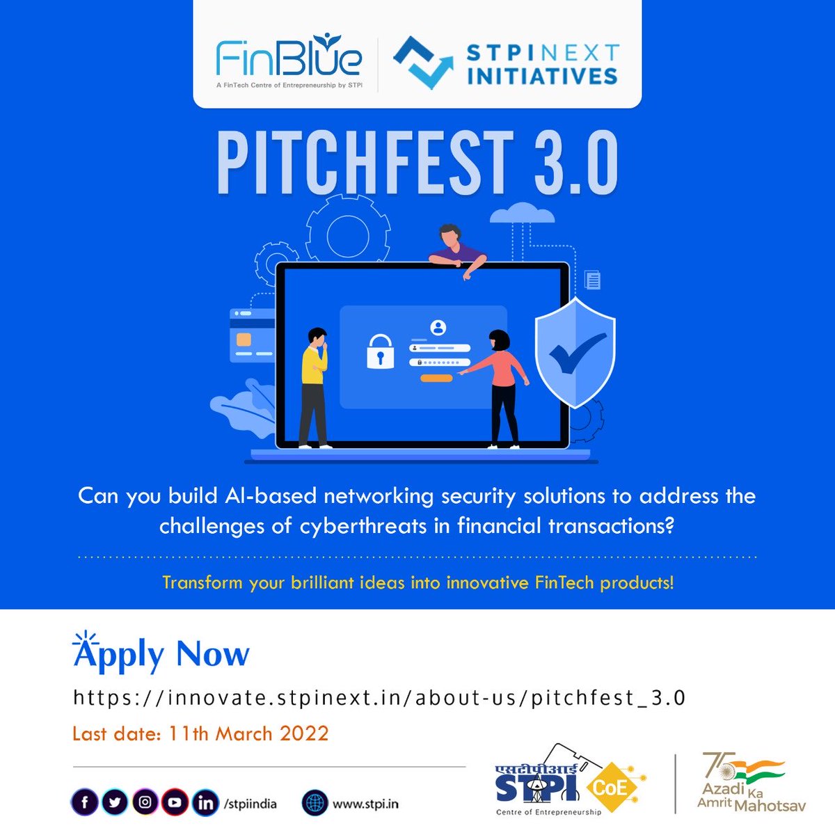 #AI-based networking security soln can address the challenges of cyberthreats in financial transactions. Participate in #PITCHFEST3.0 of #STPIFinBlue and translate your ideas into smart #FinTech solutions. Apply now: innovate.stpinext.in/about-us/pitch…. #STPIINDIA #STPICoEs