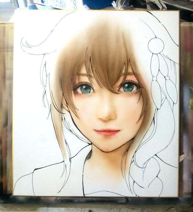 はじめて色紙描いてる。
リアル艦これシリーズで時雨ちゃん!
想像以上ににじむからにじみを計算して描いてる!笑
アウトライン描くつもりなかったけどにじむから描いた。
今回は3次元と2次元を5対5くらいかな?
3月のイベントで売るぞ～!笑
#艦これ 