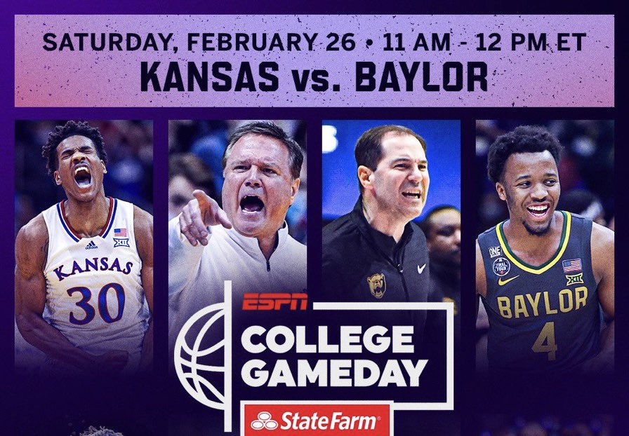 _bearhat's tweet photo. Excited to have @CollegeGameDay back in the @cityofwaco on the @Baylor campus for @BaylorMBB!! #SicEm  Bears!! Let’s fill the @Ferrell_Center and send the Jaybirds back home with an L!! #bearhat #filltheferrell https://t.co/uognqZvipY