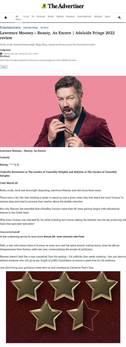 alistcomedy's tweet photo. ⭐⭐⭐⭐ ½ for @lawrencemooney's 'Beauty' from the 'Tiser . Don't miss it https://t.co/75oC0wGNp4 https://t.co/akPZShiWoL