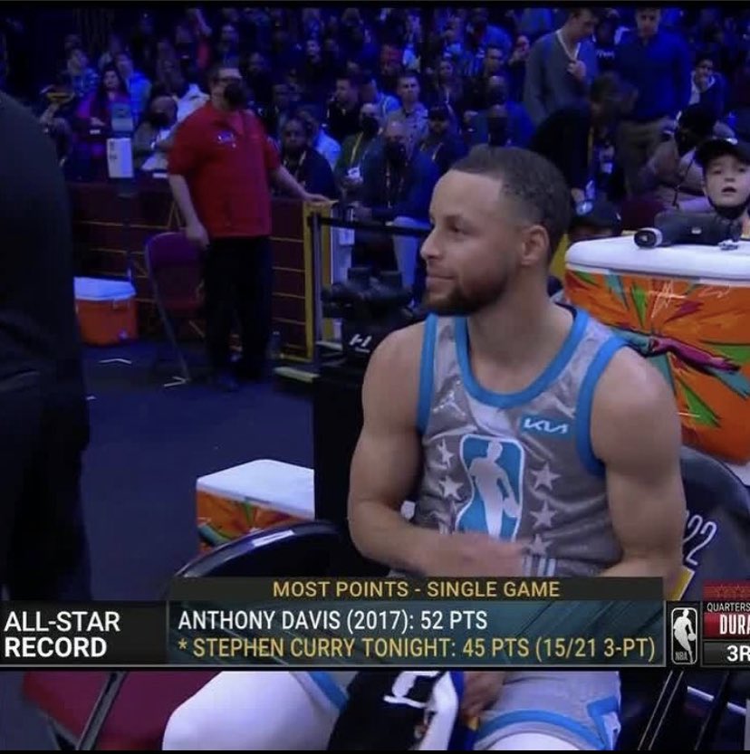 TheSportsJunk's tweet photo. @StephenCurry30 Drops Big Numbers Tonight In All Star Game 2022 Cleveland ✨ So What Does This Mean For @warriors After All Star Break? 🤔 https://t.co/Sq6Dny7FBe
