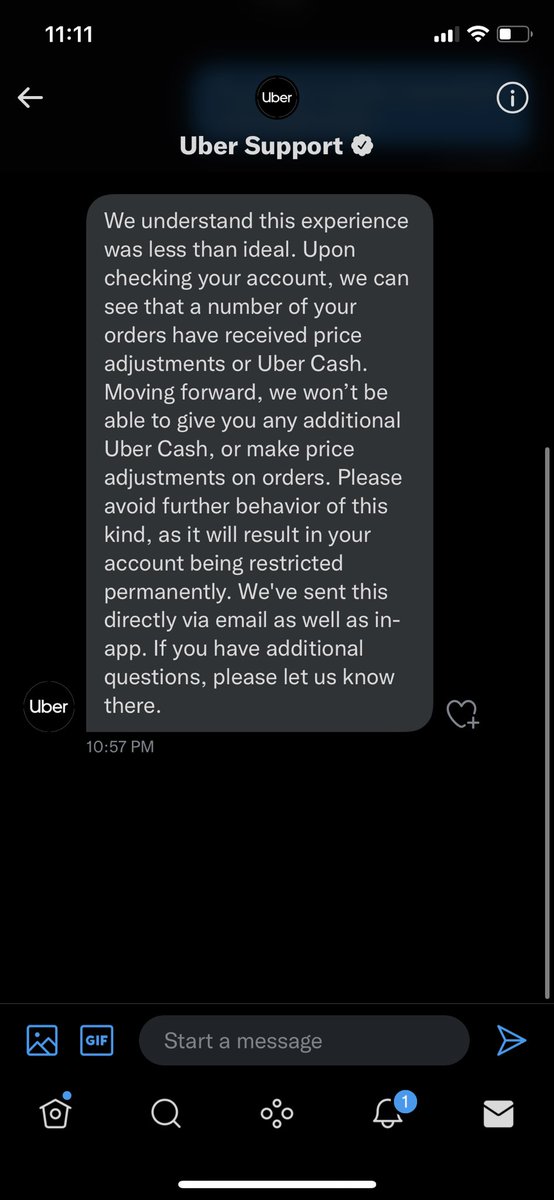 Adam_Schneider's tweet photo. .this is a real #CustomerService response from @UberEats. We literally had items missing from our order as well as incorrect items. Our last order that received an adjustment on was over a year ago. #UberDontEats #UberEats #fail https://t.co/dvjlT3lUDG