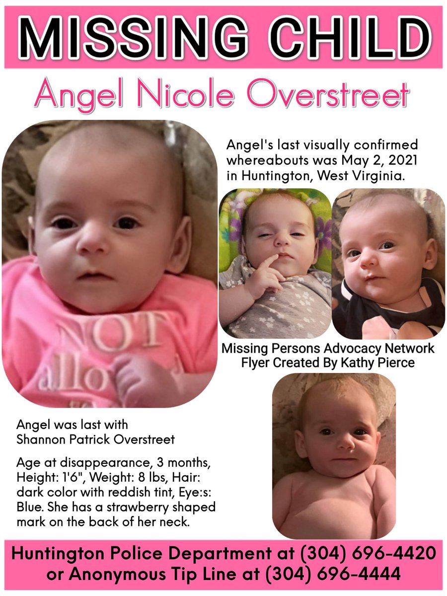 STARING_KRYSTAL's tweet photo. 🚨 3 month old Angel Nichole Overstreet has now been missing for 294 days. Share this poster today. #Missing #MissingPersons #AngelOverstreet #FindAngel #Huntington #WestVirginia #RETWEET https://t.co/8zGNGbU3Vc