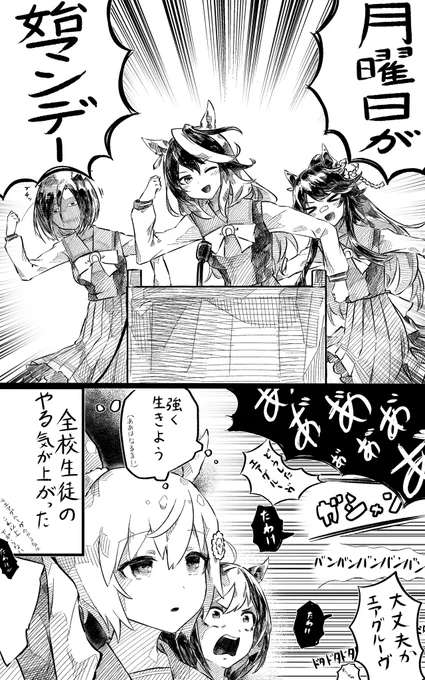 ウマ娘  やる気を上げる月曜朝礼
(1名対象外) 