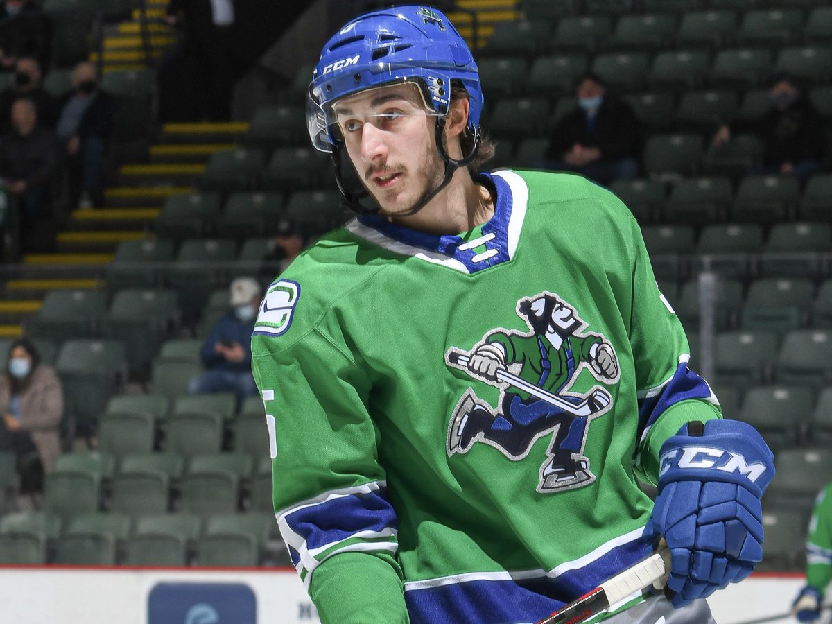 abbycanucks's tweet photo. Congratulations to #AbbyCanucks defenceman Reece Harsch on playing his first @theAHL game today 👏 🎉 https://t.co/VLuZ1ji8H8