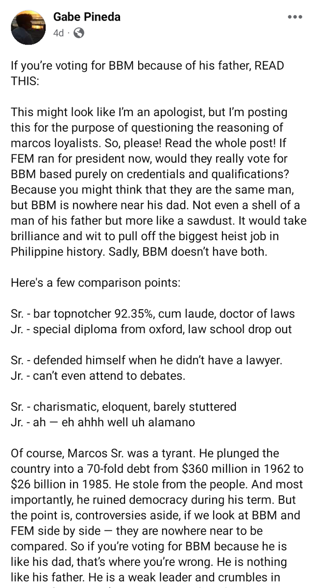 nthnieljames's tweet photo. This man is serving us facts for breakfast🍳I can't find him dito sa twitter😅 Kudos to you kuya🙇 #LetLeniLead2022 #LeniforPresident2022  #MarcosNumber1Sinungaling https://t.co/nH9geB4Kk1
