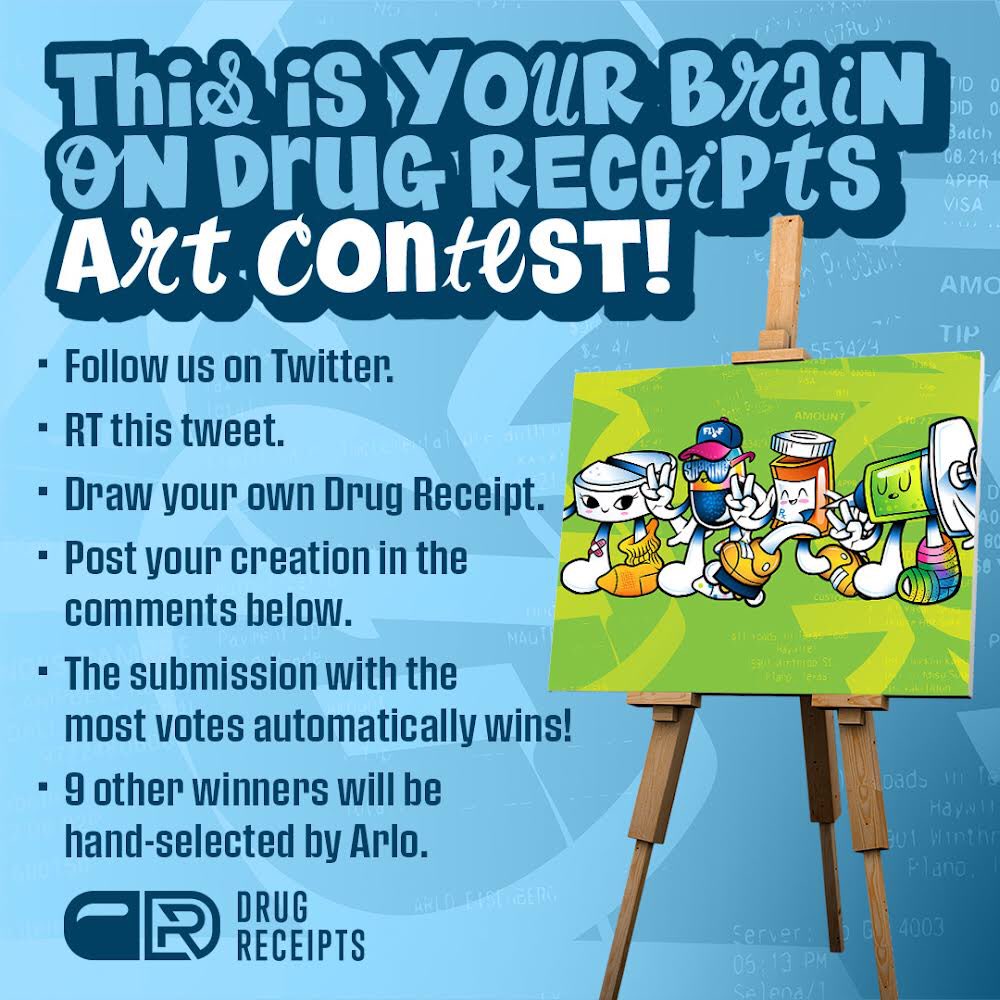 DrugReceipts's tweet photo. DRUG RECEIPTS ✨ART CONTEST✨!

From doodles to Picasso, we wanna 👀 your skills!

Pick any of our 4 characters: Cap, Tabbi, Rex or Syrin and draw ‘em in your style! Winners get WL’d. 🔖

Be sure to follow, RT &amp; do ALL steps below to qualify. Contest ends in 5 days. GL! 💊✨ https://t.co/efPnD6HqBK