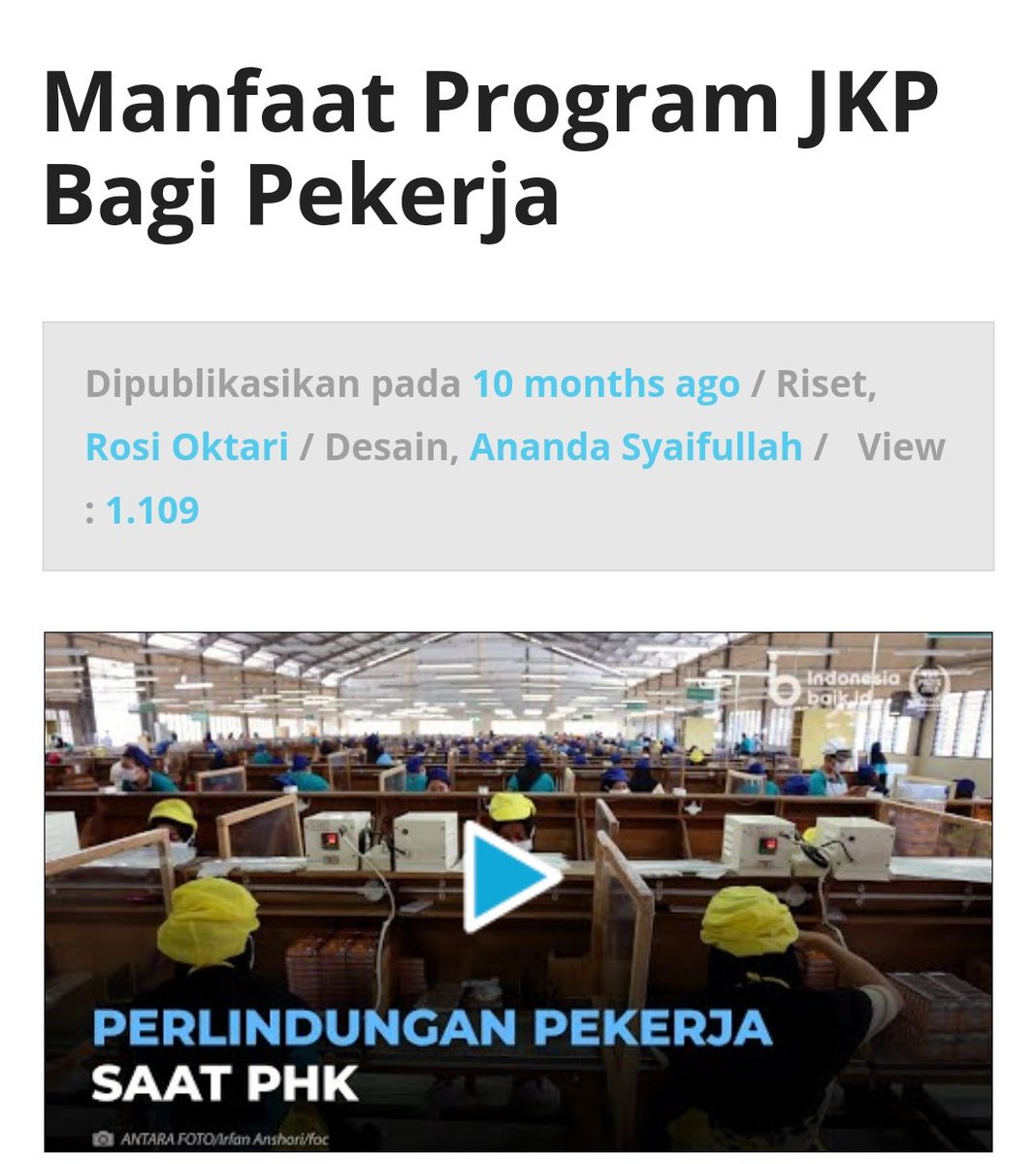 007koteka's tweet image. ×××
Program JKP akan melengkapi empat manfaat yang saat ini sudah ada di BPJS Ketenagakerjaan, yaitu jaminan pensiun, hari tua, kecelakaan kerja, hingga kematian

JKP Bukti Negara Hadir indonesiabaik.id/videografis/ma…