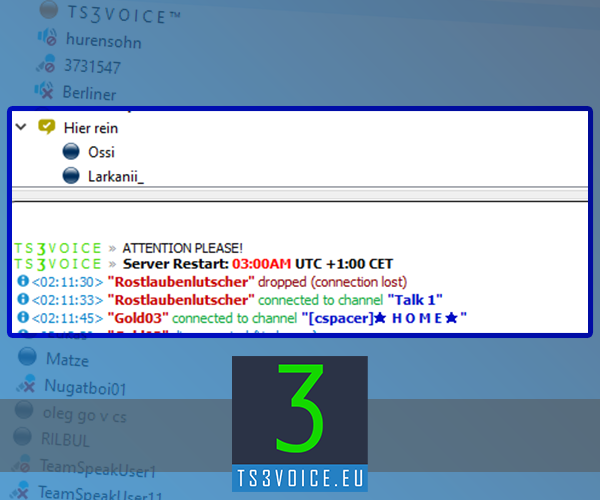 TS3Voice's tweet photo. 🗣️ Server Restart
03:00AM UTC +1:00 🕒

We're fixing a few parts from our server network performance. https://t.co/TKew0gCbUX