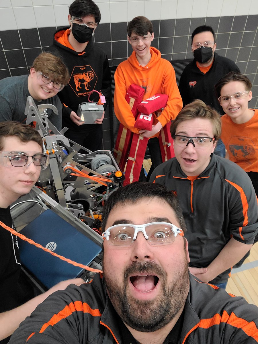 frc_3197's tweet photo. Drive and pit team brought it today for the  Sussex Scrimmage matches while the scout team flew the colors in the stands. Couple more days of testing and tuning until we are off to Duluth! https://t.co/J11pSxUqGT