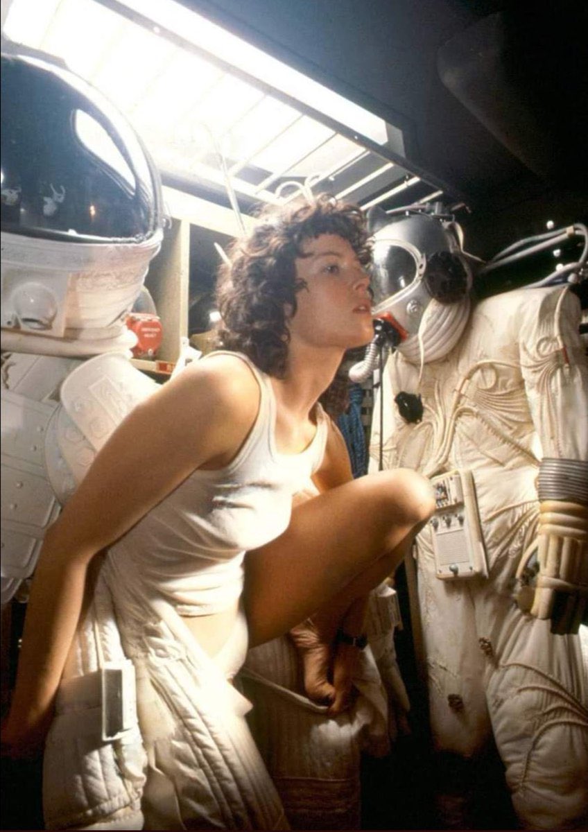 TOYASTRONAUTS's tweet photo. Sigourney Weaver on the set of ALIEN (1979) https://t.co/PDB5W5srNQ